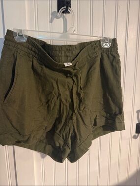Olive Green Women's Linen Shorts